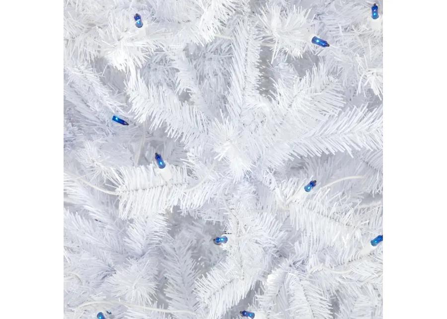 6.5’ Pre-Lit Slim Geneva White Spruce Artificial Christmas Tree  Blue Lights