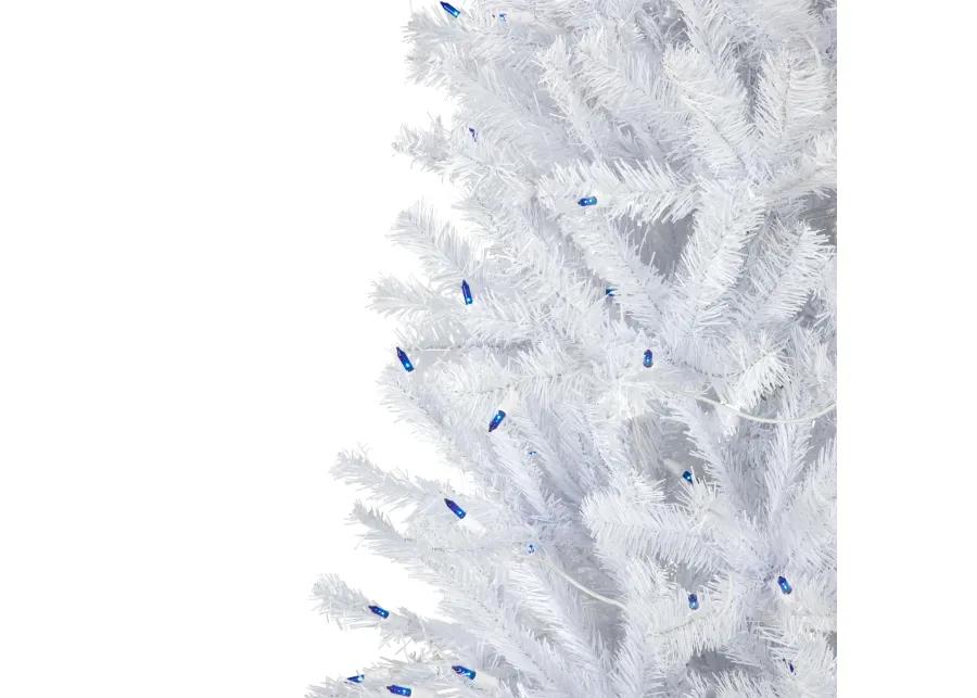 6.5’ Pre-Lit Slim Geneva White Spruce Artificial Christmas Tree  Blue Lights