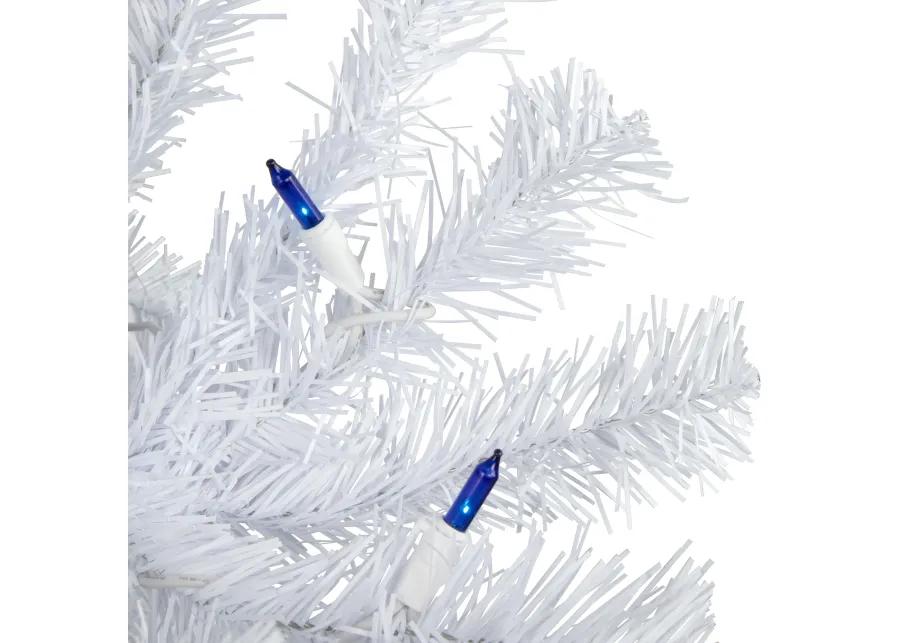 6.5’ Pre-Lit Slim Geneva White Spruce Artificial Christmas Tree  Blue Lights