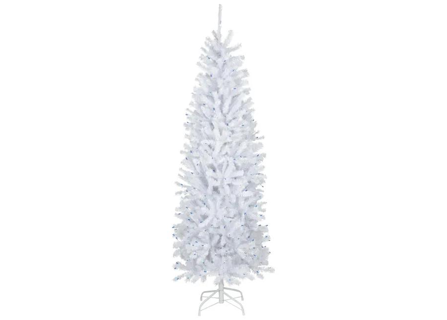 6.5’ Pre-Lit Slim Geneva White Spruce Artificial Christmas Tree  Blue Lights