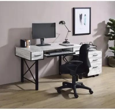 Settee Computer Desk, White & Black Finish 92797