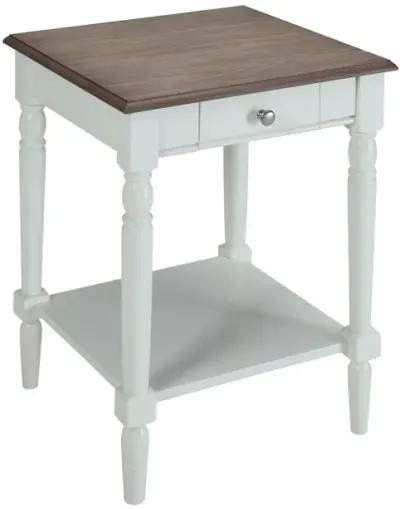 Convenience Concepts French Country 1 Drawer End Table with Shelf, Driftwood/White