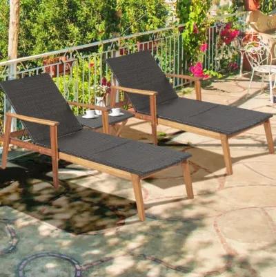 Hivvago 2 Pieces Patio Chaise Lounge and Table Set with 4-Level Adjustable Backrest