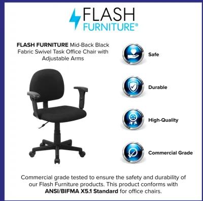 Wayne Mid-Back Fabric Swivel Task Office Chair with Adjustable Arms