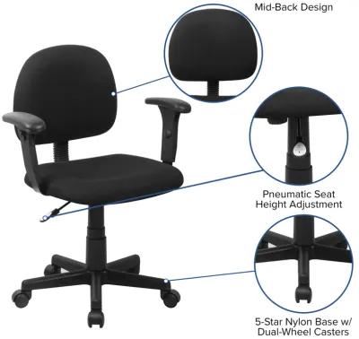 Wayne Mid-Back Fabric Swivel Task Office Chair with Adjustable Arms