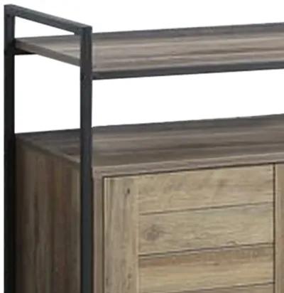 TV Stand with 2 Door Storage and Plank Details, Rustic Brown-Benzara