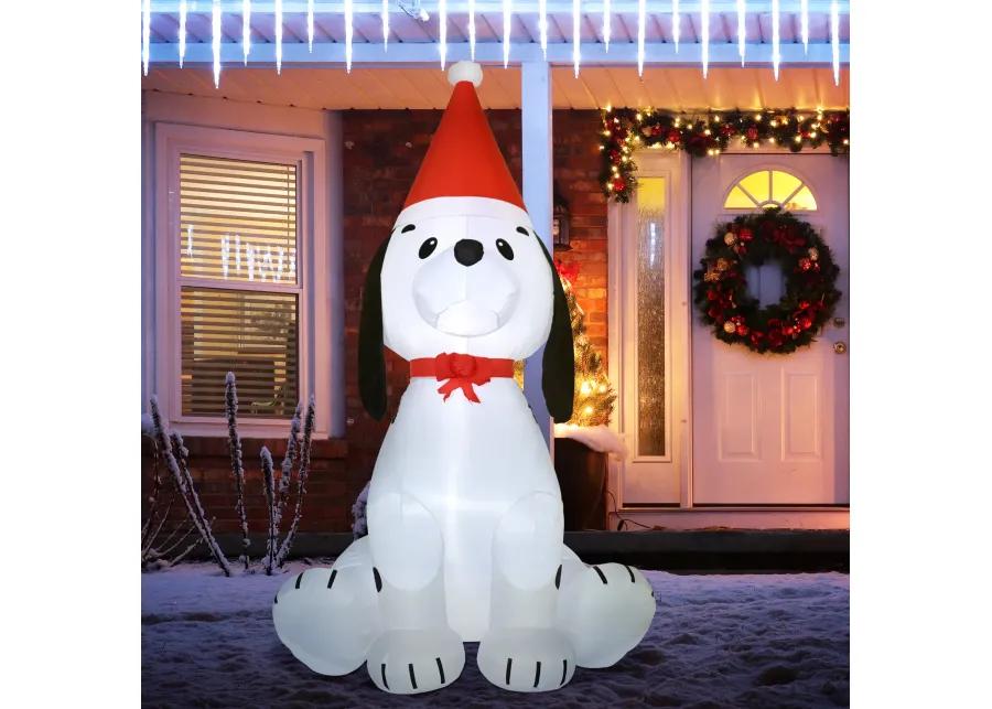 6' Inflatable Christmas Puppy Dog with Hat, Blow-Up Outdoor Display w/ LEDs