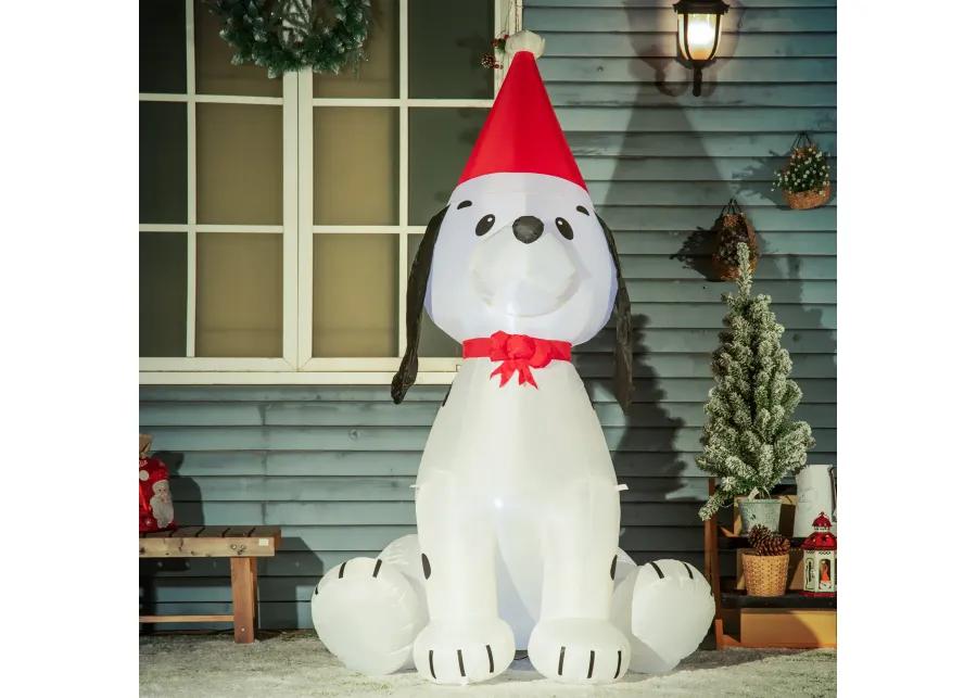 6' Inflatable Christmas Puppy Dog with Hat, Blow-Up Outdoor Display w/ LEDs