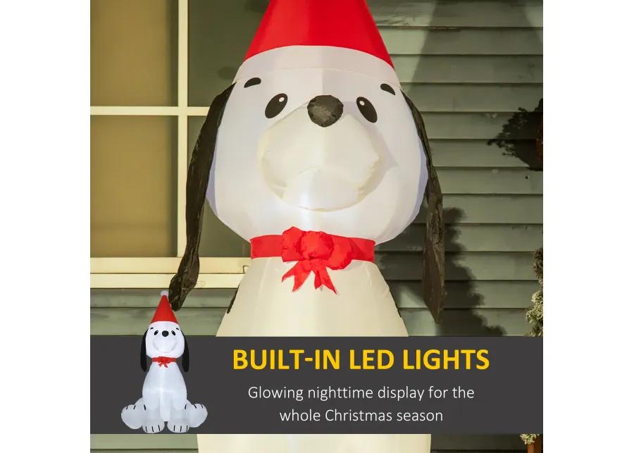 6' Inflatable Christmas Puppy Dog with Hat, Blow-Up Outdoor Display w/ LEDs