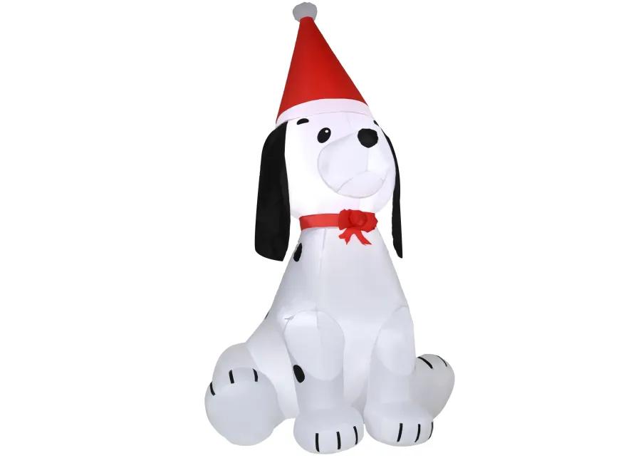 6' Inflatable Christmas Puppy Dog with Hat, Blow-Up Outdoor Display w/ LEDs