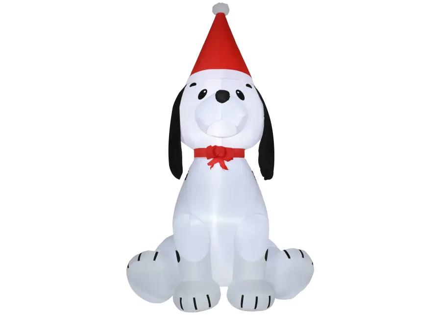 6' Inflatable Christmas Puppy Dog with Hat, Blow-Up Outdoor Display w/ LEDs