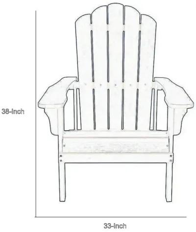 West Outdoor Patio Adirondack Chair, 30 Inch, Wood Style Brown Finish - Benzara