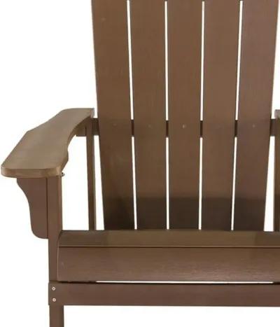 West Outdoor Patio Adirondack Chair, 30 Inch, Wood Style Brown Finish - Benzara