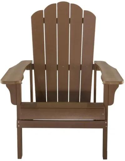 West Outdoor Patio Adirondack Chair, 30 Inch, Wood Style Brown Finish - Benzara