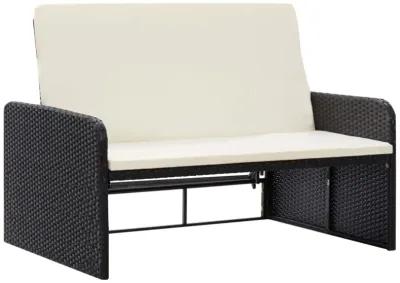 vidaXL 2 Piece Garden Lounge Set with Cushions Poly Rattan Black