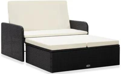 vidaXL 2 Piece Garden Lounge Set with Cushions Poly Rattan Black