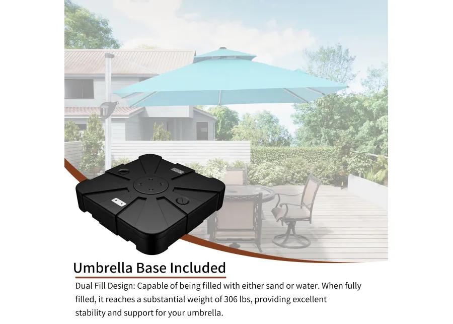 Mondawe 10ft Square Cantilever Patio Umbrella with Weighted Base Included