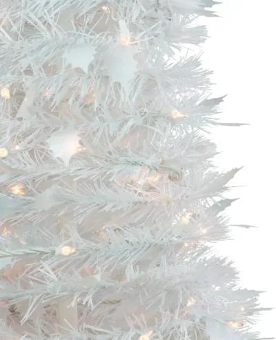 4' Pre-Lit White Tinsel Pop-Up Artificial Christmas Tree  Clear Lights