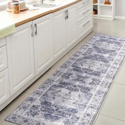 Alanya Ornate Medallion Machine-Washable Runner Rug