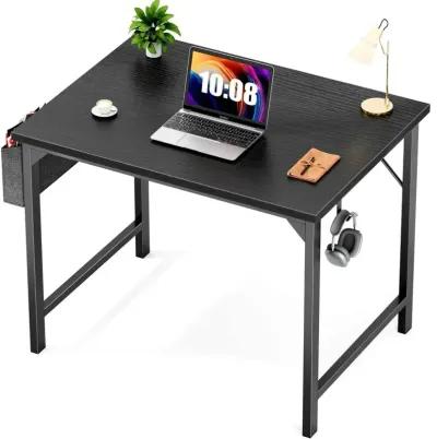 Modern Simple Style Wooden Work Office Desks With Storage, 31 Inch, Black