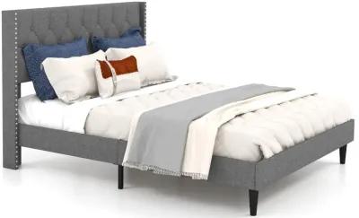 Upholstered Platform Bed with Button Tufted Headboard