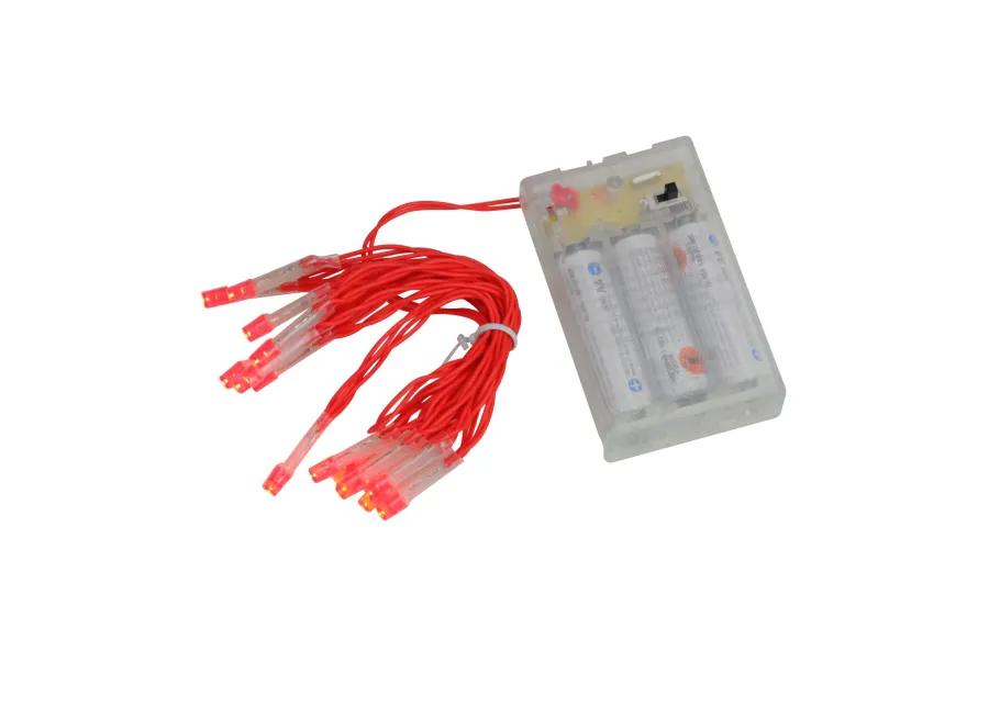 15 Battery Operated Orange LED Mini Christmas Lights - 4.8 ft Red Wire