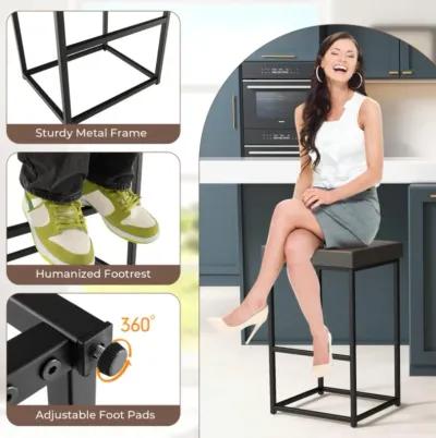 Hivvago 30 Inch Barstools Set of 2 with PU Leather Cover