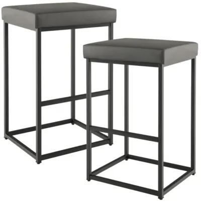 Hivvago 30 Inch Barstools Set of 2 with PU Leather Cover