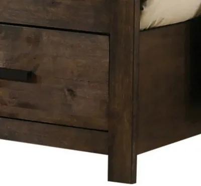 Frio California King Storage Bed, 2 Drawers, Low Platform, Rustic Brown - Benzara