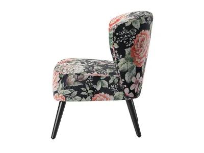 BELLEZE Floral Accent Chair, Modern Armless Printed Chair, Comfy Side Chair Upholstered Slipper Chair for Living Room, Bedroom, Reading Room - Capri (Red Floral)