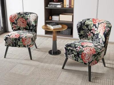 BELLEZE Floral Accent Chair, Modern Armless Printed Chair, Comfy Side Chair Upholstered Slipper Chair for Living Room, Bedroom, Reading Room - Capri (Red Floral)