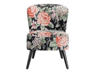 BELLEZE Floral Accent Chair, Modern Armless Printed Chair, Comfy Side Chair Upholstered Slipper Chair for Living Room, Bedroom, Reading Room - Capri (Red Floral)