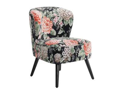 BELLEZE Floral Accent Chair, Modern Armless Printed Chair, Comfy Side Chair Upholstered Slipper Chair for Living Room, Bedroom, Reading Room - Capri (Red Floral)