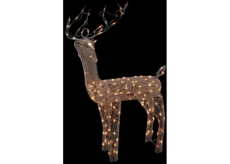 48-Inch Lighted White Mesh Buck Outdoor Christmas Decoration - Clear Lights