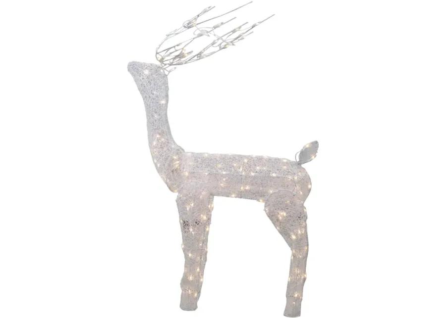 48-Inch Lighted White Mesh Buck Outdoor Christmas Decoration - Clear Lights