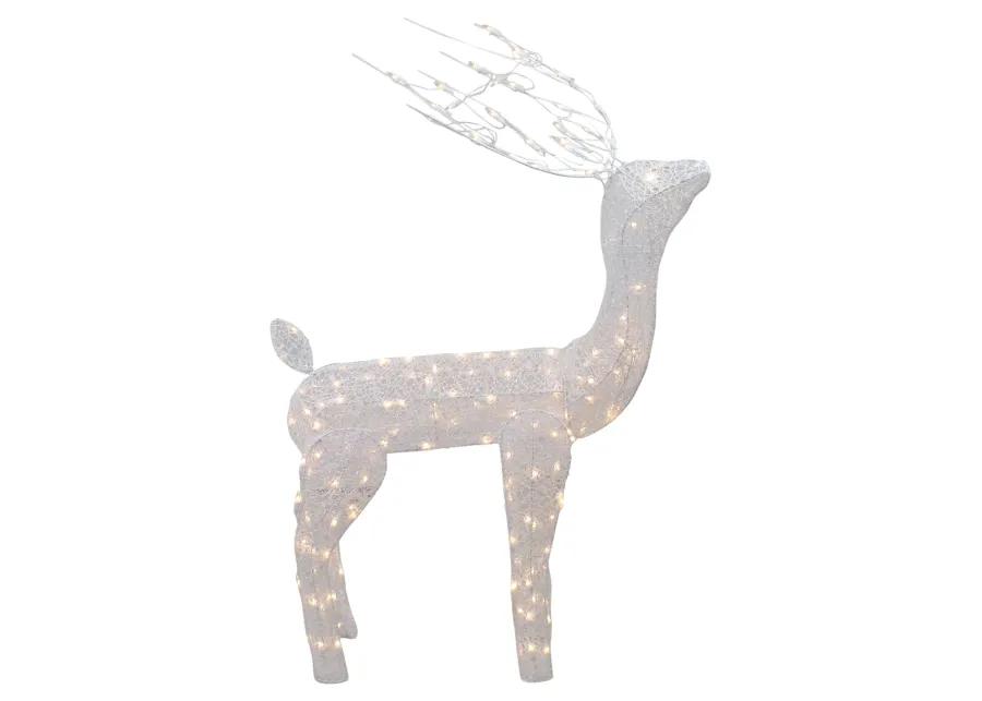 48-Inch Lighted White Mesh Buck Outdoor Christmas Decoration - Clear Lights