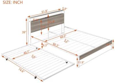 Merax Metal Platform Bed Frame with Trundle