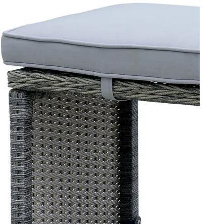 6 Piece Patio Bar Stool In Aluminum Wicker Frame And Padded Fabric Seat, Gray-Benzara