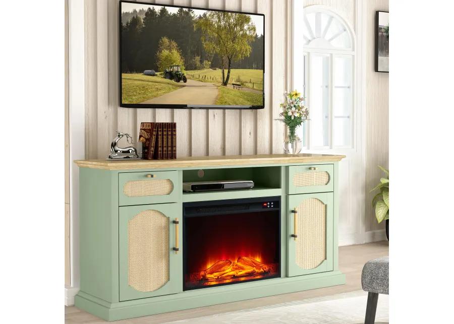 FESTIVO Rustic TV Stand with Fireplace for up to 65" TVs