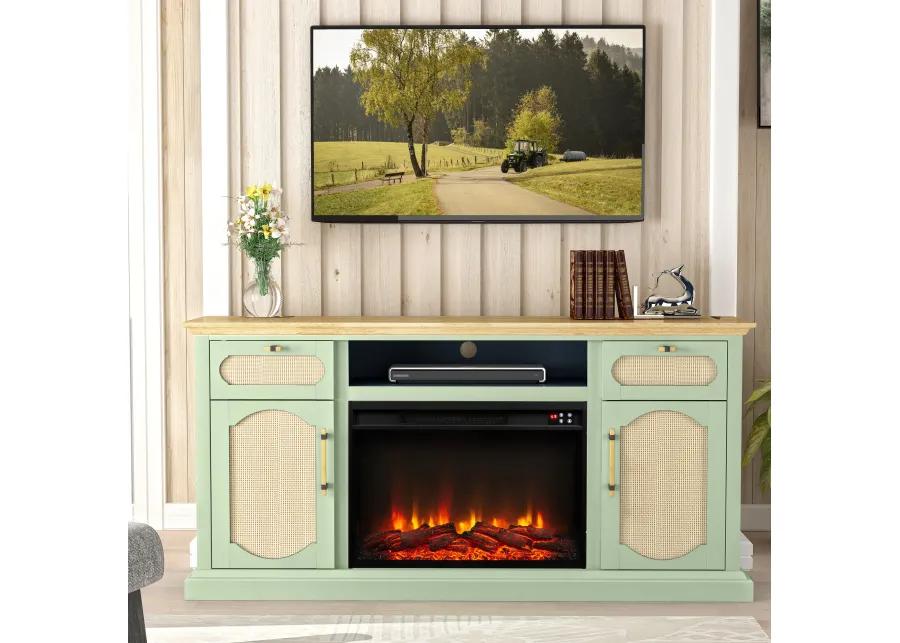 FESTIVO Rustic TV Stand with Fireplace for up to 65" TVs