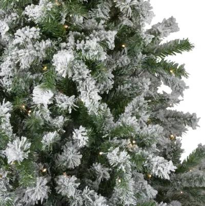 7.5' Pre-Lit Medium Flocked Winter Park Fir Artificial Christmas Tree - Warm Clear LED Lights