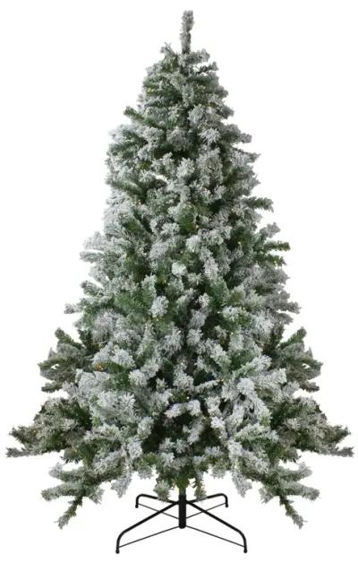 7.5' Pre-Lit Medium Flocked Winter Park Fir Artificial Christmas Tree - Warm Clear LED Lights