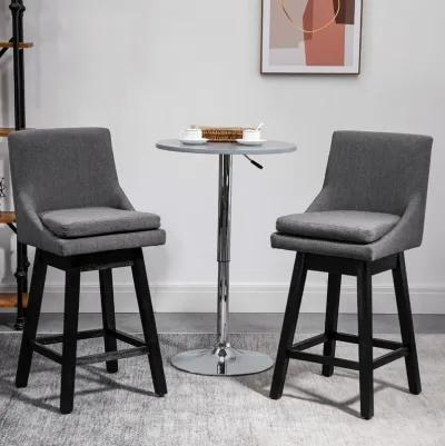 HOMCOM Bar Height Bar Stools Set of 2, Armless Upholstered Swivel Barstools Chairs with Soft Padding Cushion and Wood Legs, Dark Gray