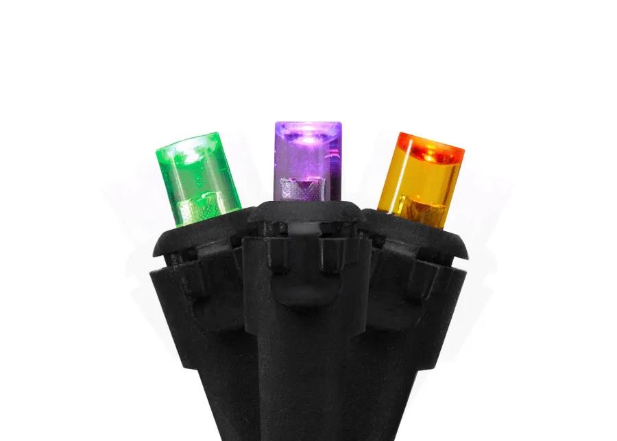 50 Count Purple  Green and Orange LED Christmas Lights  16 ft Black Wire