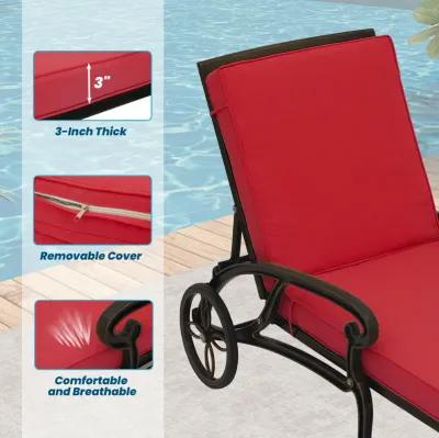 MONDAWE Cast Aluminum Outdoor Adjustable Chaise Lounge with Removable Cushion