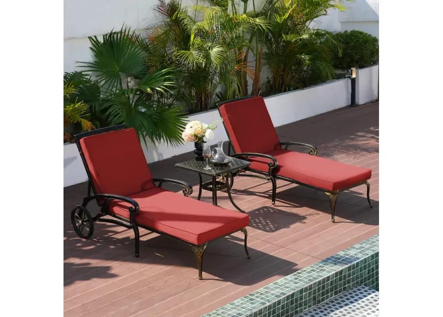 MONDAWE Cast Aluminum Outdoor Adjustable Chaise Lounge with Removable Cushion