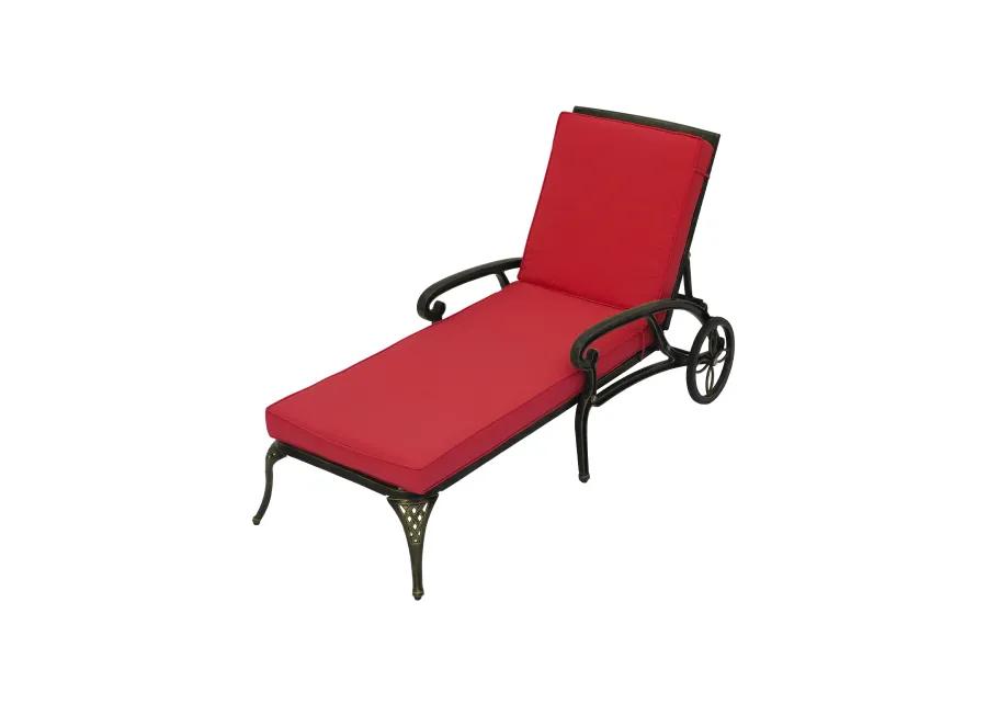 MONDAWE Cast Aluminum Outdoor Adjustable Chaise Lounge with Removable Cushion