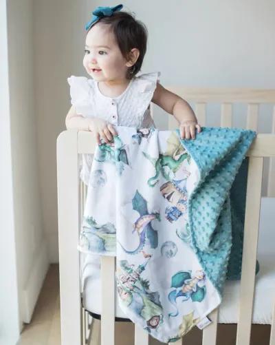 Honey Lemonade - Premium Baby & Toddler Minky Blanket (Dragons & Knights)