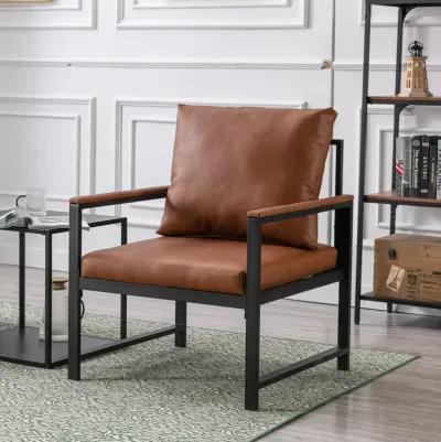 Hivvago Single Sofa Faux Leather Accent Chair with Powder Coated Metal Legs