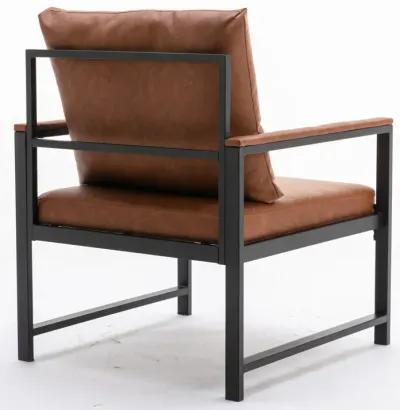 Hivvago Single Sofa Faux Leather Accent Chair with Powder Coated Metal Legs